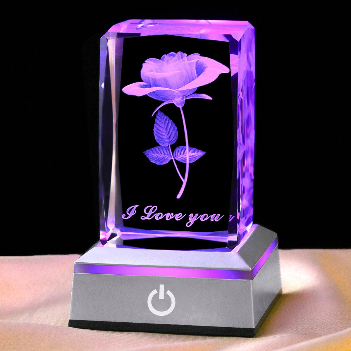 hochance 3D rose crystal night lamp with detailed engraving for a romantic centerpiece