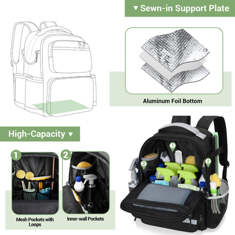 HODRANT Cleaning Backpack side pockets for wet and dry tool organization