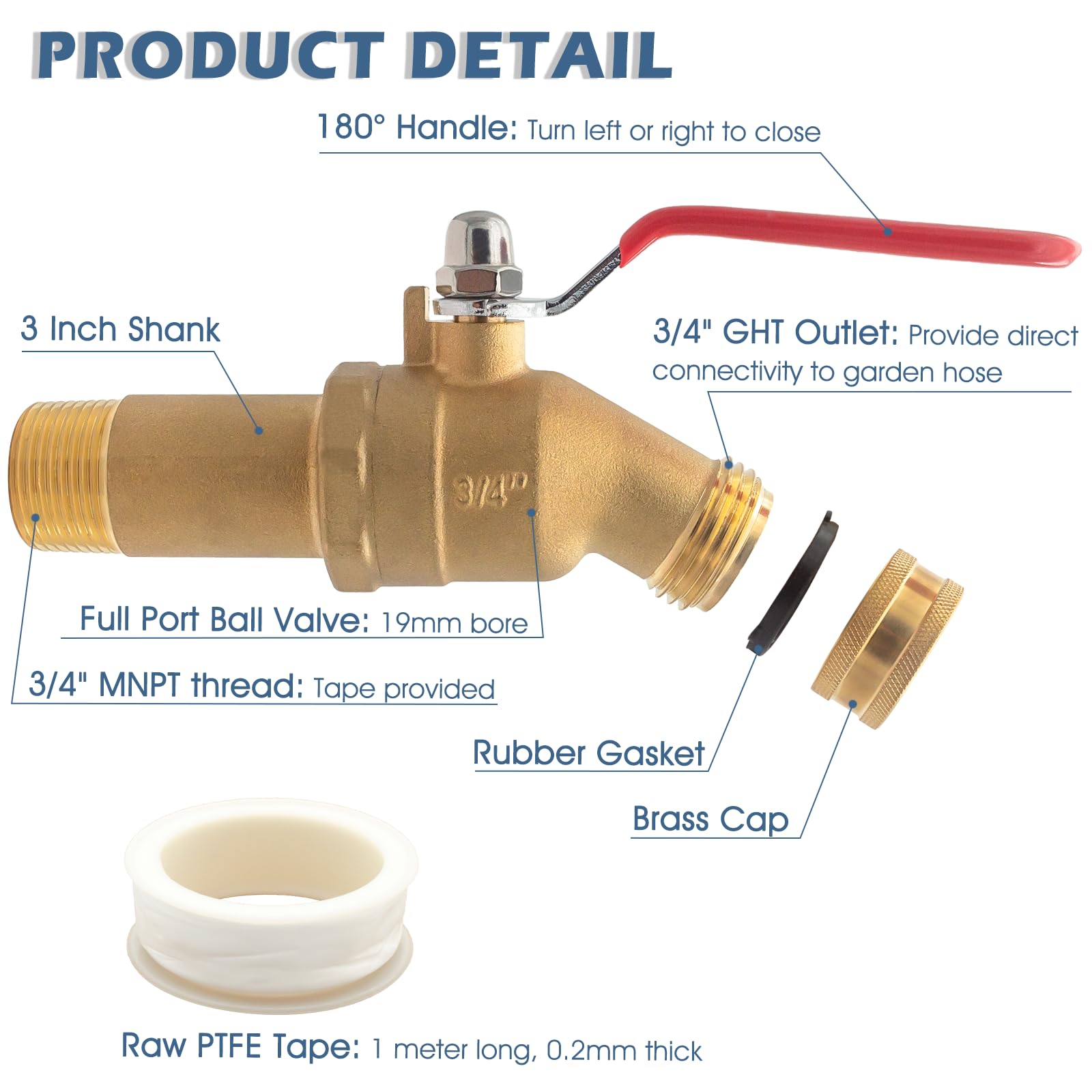 Hoeine 3-inch brass shank extends deep to fit recessed drain ports