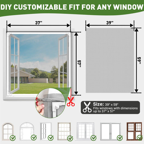 HOFUDON adjustable size frame trimmed to fit 39 by 59 inches.