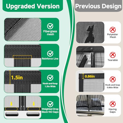 HOFUDON door screen with hook-and-loop frame for easy, damage-free installation.