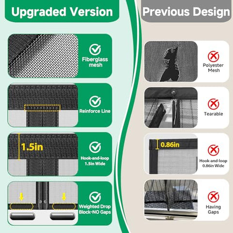 HOFUDON door screen with hook-and-loop frame for easy, damage-free installation.
