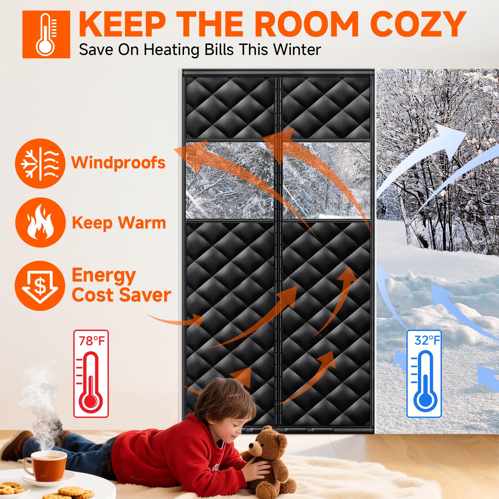 Four-layer Oxford insulation from HOFUDON blocks drafts and adds warmth.