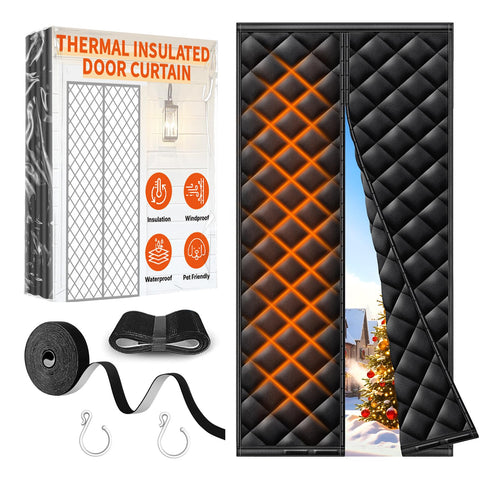 HOFUDON thermal door curtain providing full coverage for a 36x80 inch doorway.