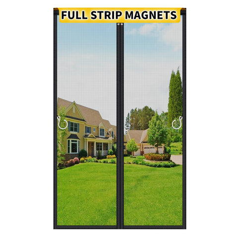 HOFUDON upgraded magnetic screen door with full-strip magnets for seamless auto closing.
