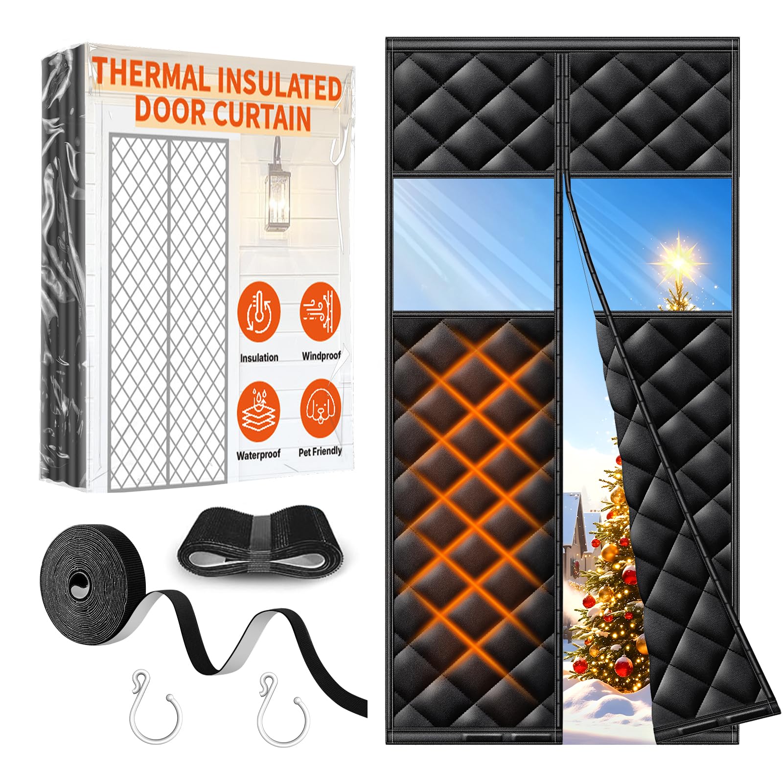 HOFUDON thermal curtain with transparent window preserves light while keeping warmth.