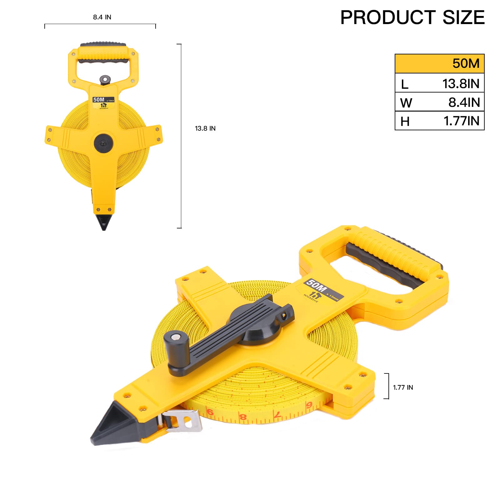 HOGARSWE double-sided-scale 165ft tape measure for quick feet and metric reads