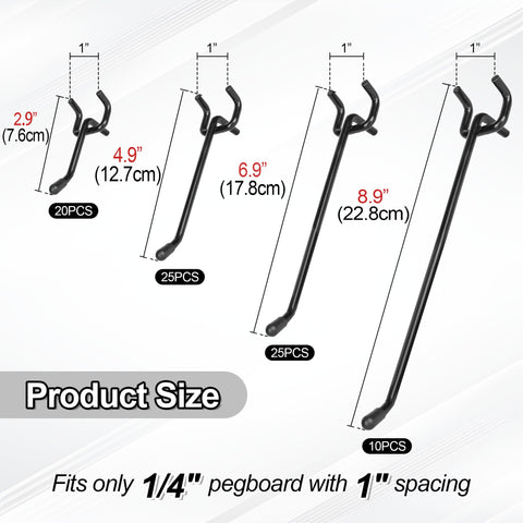 Hogurity 2-inch pegboard hook with rubber tip protects tools.