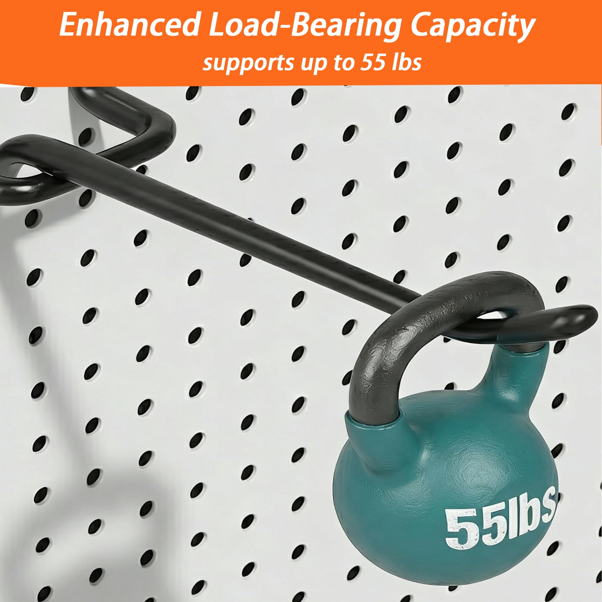 Hogurity 4-inch pegboard hook with L-shaped design for stable mounting.