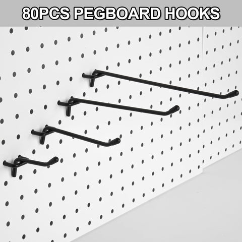 Hogurity 8-inch pegboard hook shown on wall display for versatile organization.