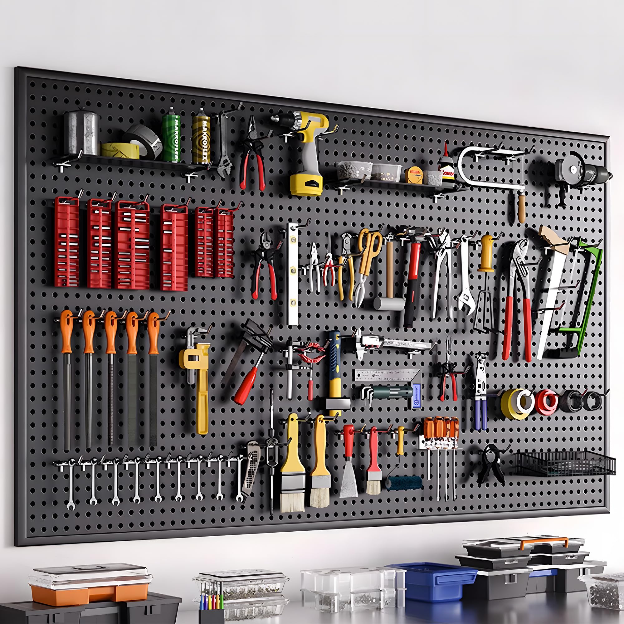Hogurity pegboard kit overall arrangement for comprehensive organization