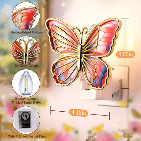 Hohean butterfly light with gold trim adds elegant decor while using energy-saving LED.