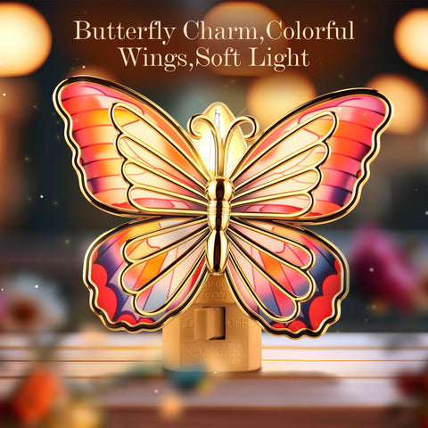 Hohean Butterfly Night Light wall plug keeps outlets accessible and neat.