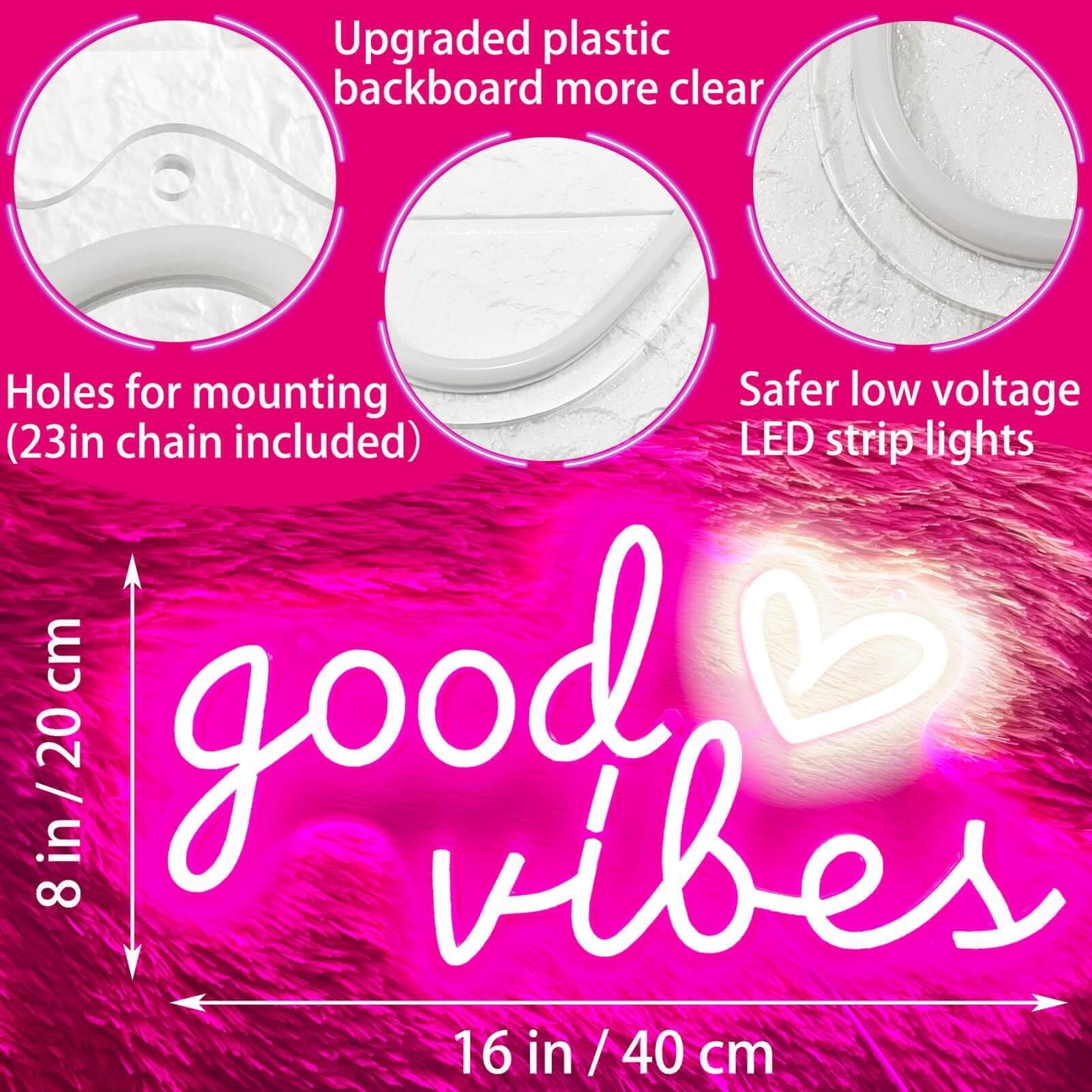 HOHOSIGN Good Vibes bedroom decor neon sign bright and energy efficient