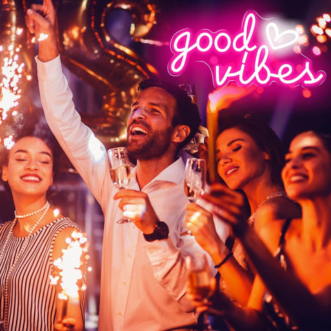 HOHOSIGN Good Vibes USB-powered neon sign ideal for desks and shelves