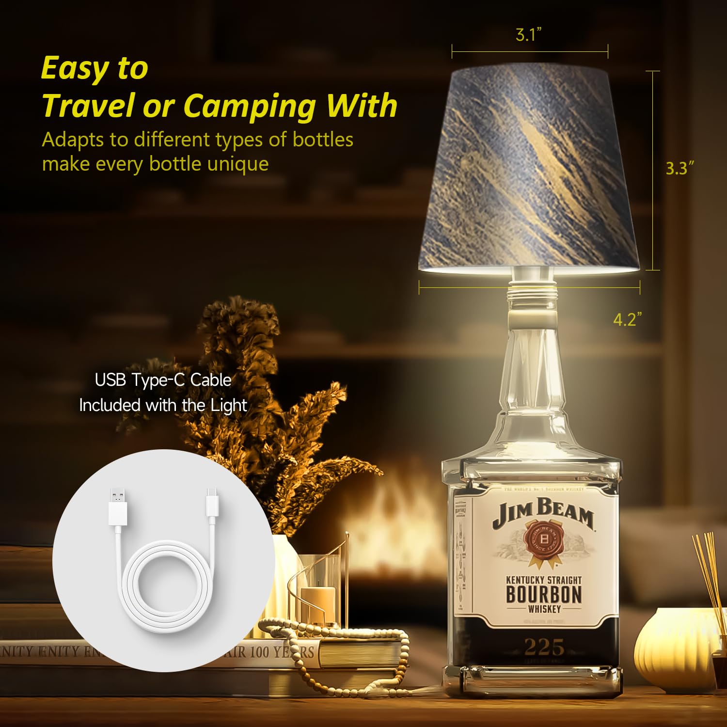 Hoide Bottle Lamp brightens reading or dining with adjustable brightness