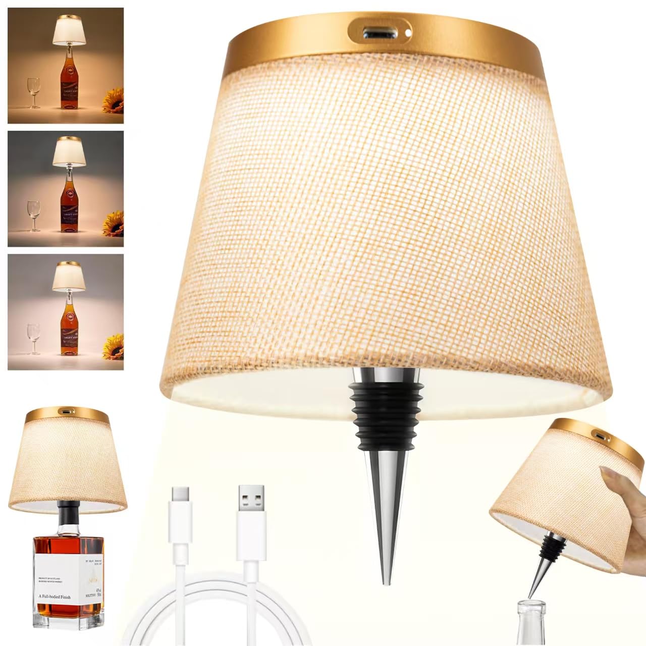 Hoide Bottle Lamp base in aluminium provides stable lighting on any bottle.