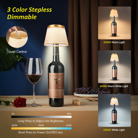 Hoide Bottle Lamp color-temperature options offer warm, natural, or cool light.
