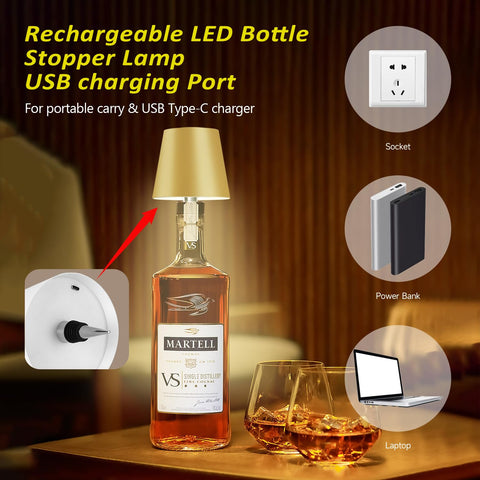 Hoide LED bottle light displays warm, natural, and cool tones for mood setting.