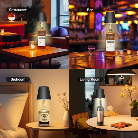 Hoide whiskey bottle top light adds a subtle glow to bars