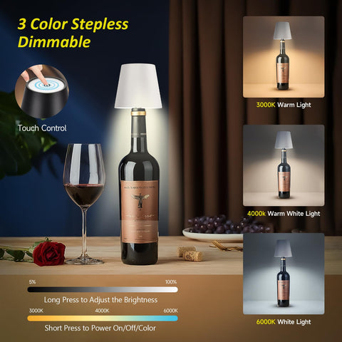 Hoide bottle lamp inside a wine bottle creates a stylish centerpiece.