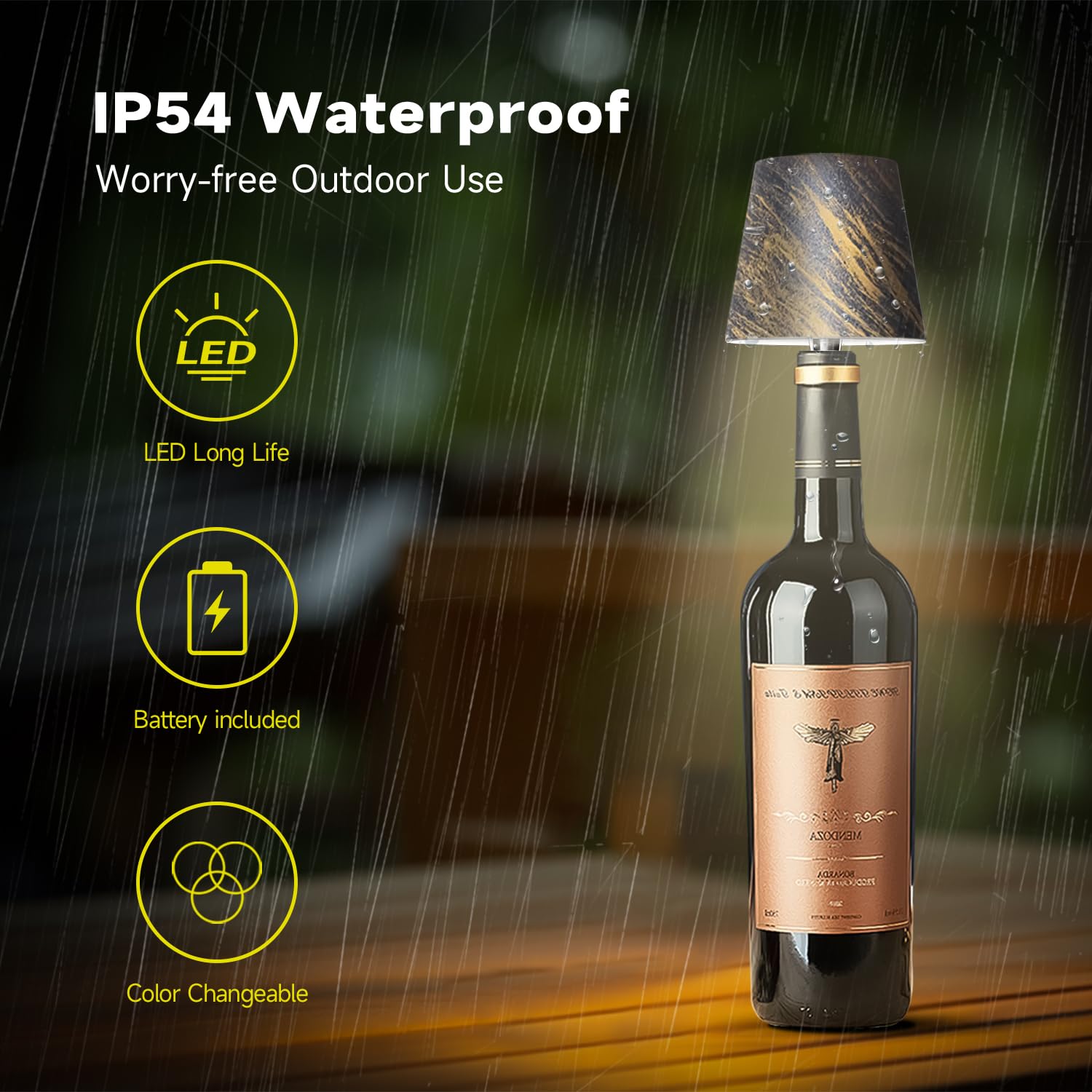 Hoide Bottle Lamp aluminum body with IP54 protection against rain