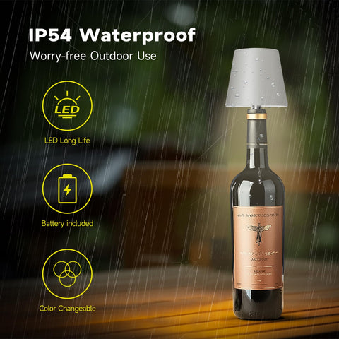 Hoide IP54 waterproof bottle lamp for indoor and light outdoor use.