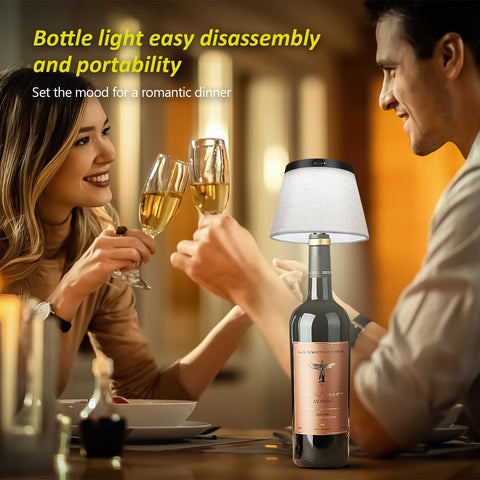 Hoide bottle lamp portable design fits on tables, bars, or patios