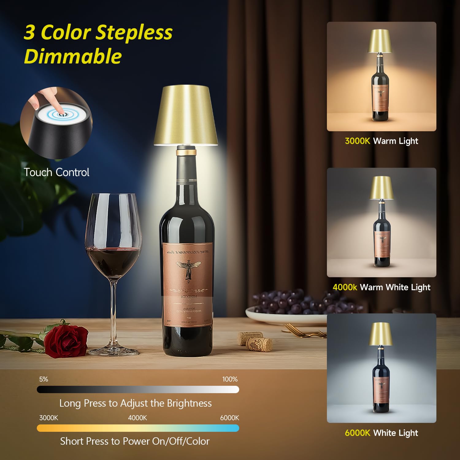 Hoide bottle lamp silicone adapter fits diverse bottle shapes for stable placement