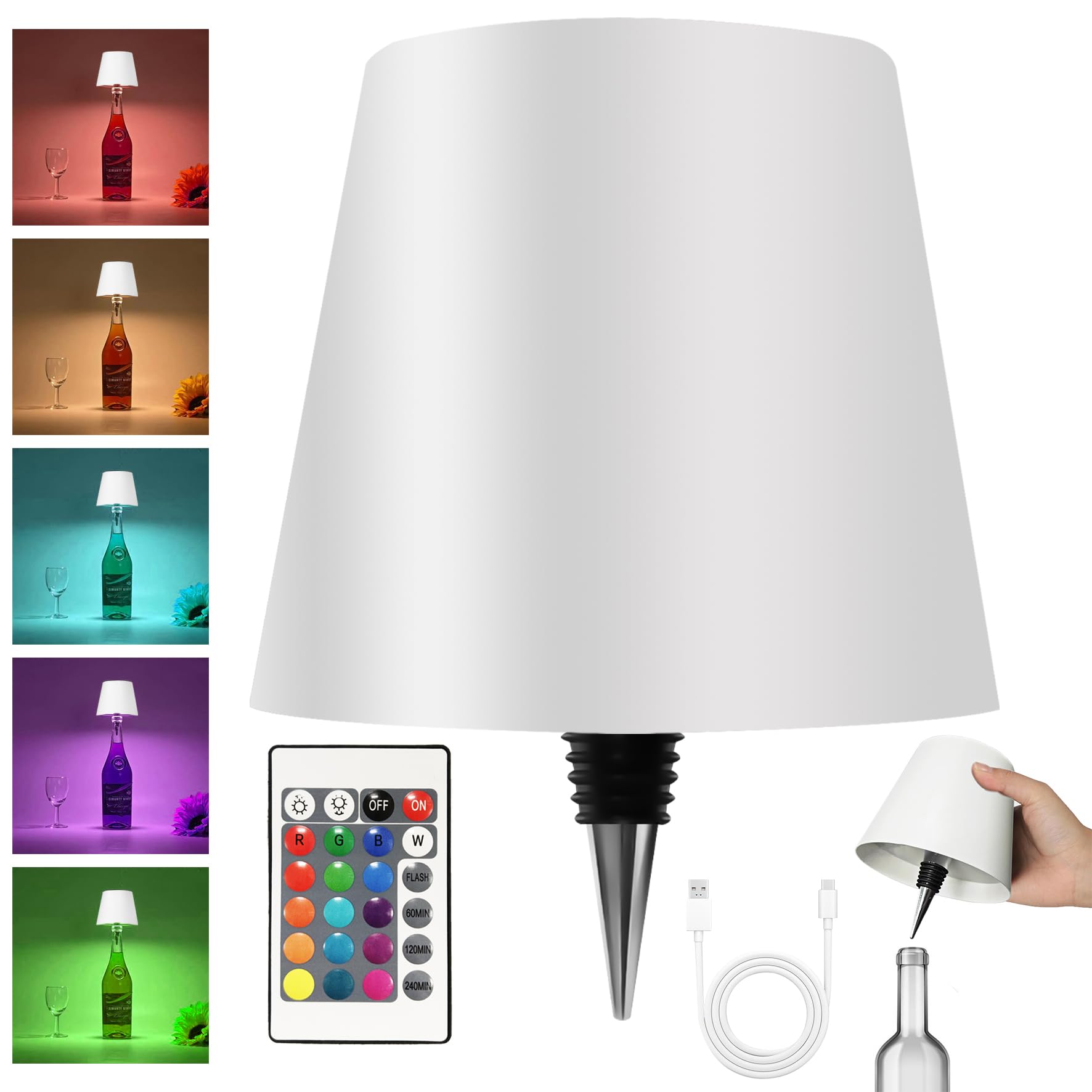 Hoide bottle lamp with silicone adapter fits many bottle shapes for stable illumination.