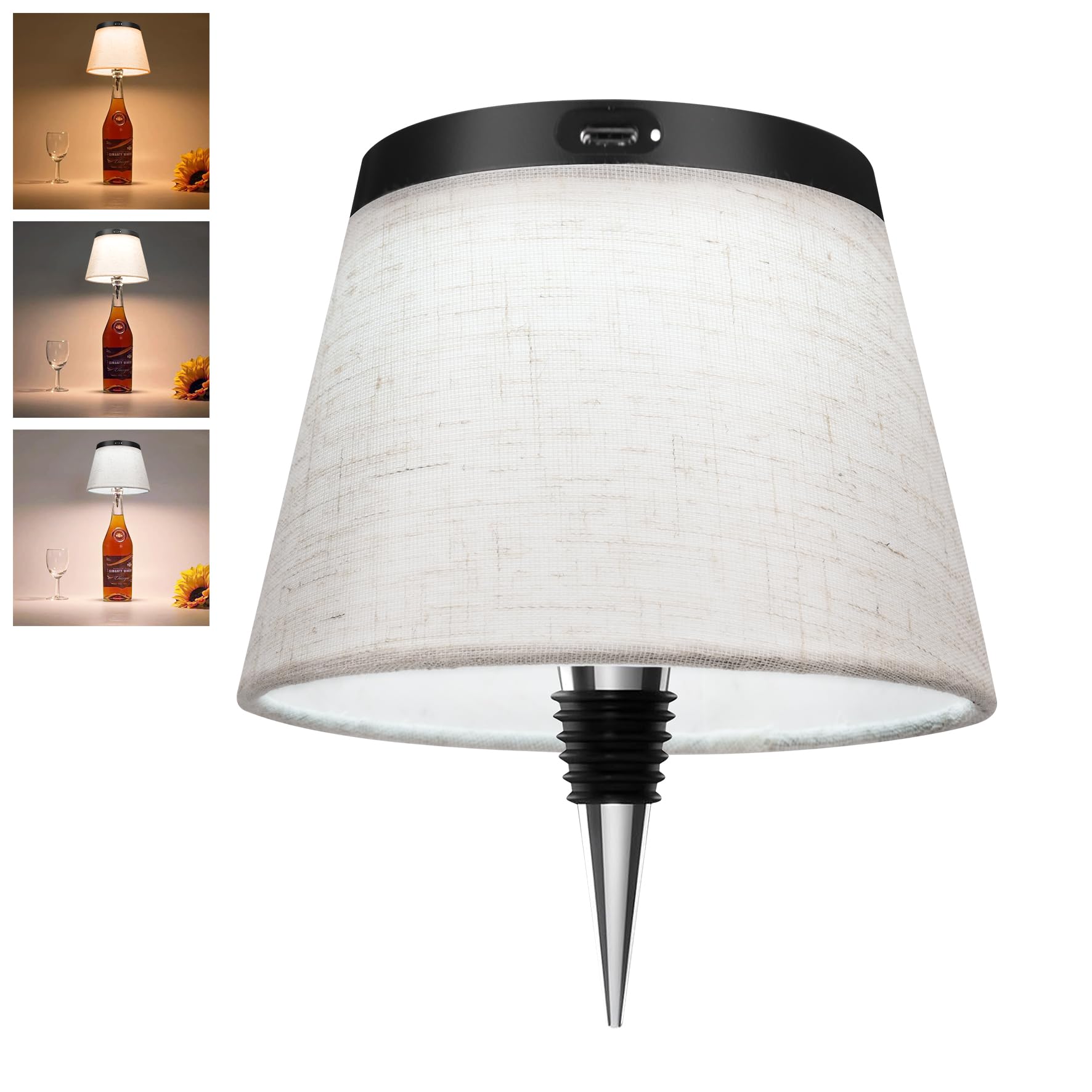 Hoide bottle lamp with silicone adapter fitting bottles securely for ambient bar lighting
