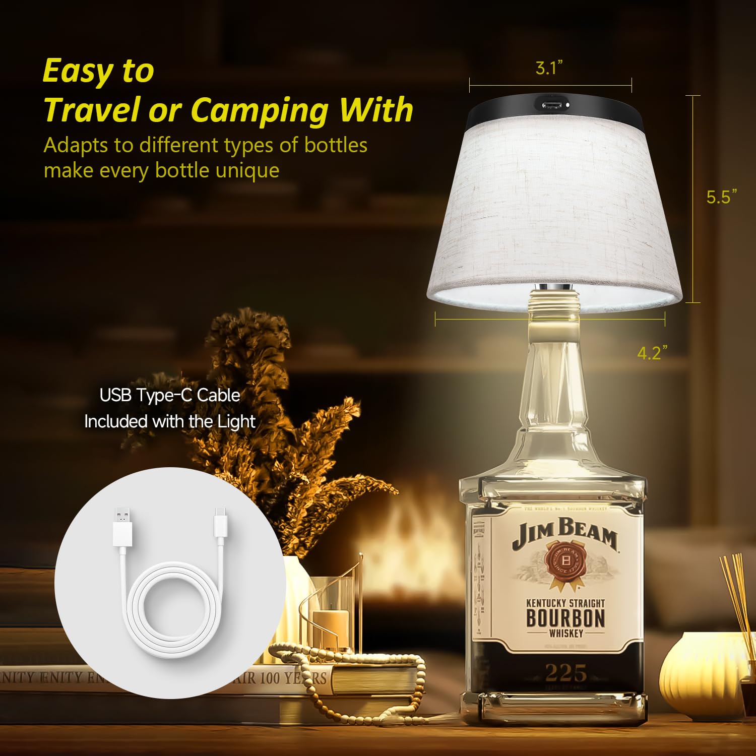 Hoide bottle lamp stability weight accommodates added stones or sand for balance