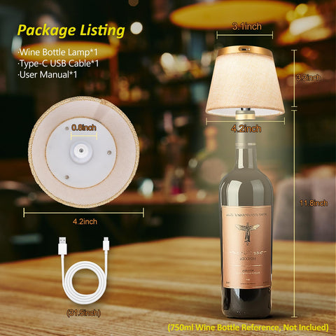 Hoide Bottle Lamp top light close-up shows touch switch for easy control.