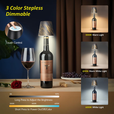 Hoide Bottle Lamp touch-switch activated with three tones for control