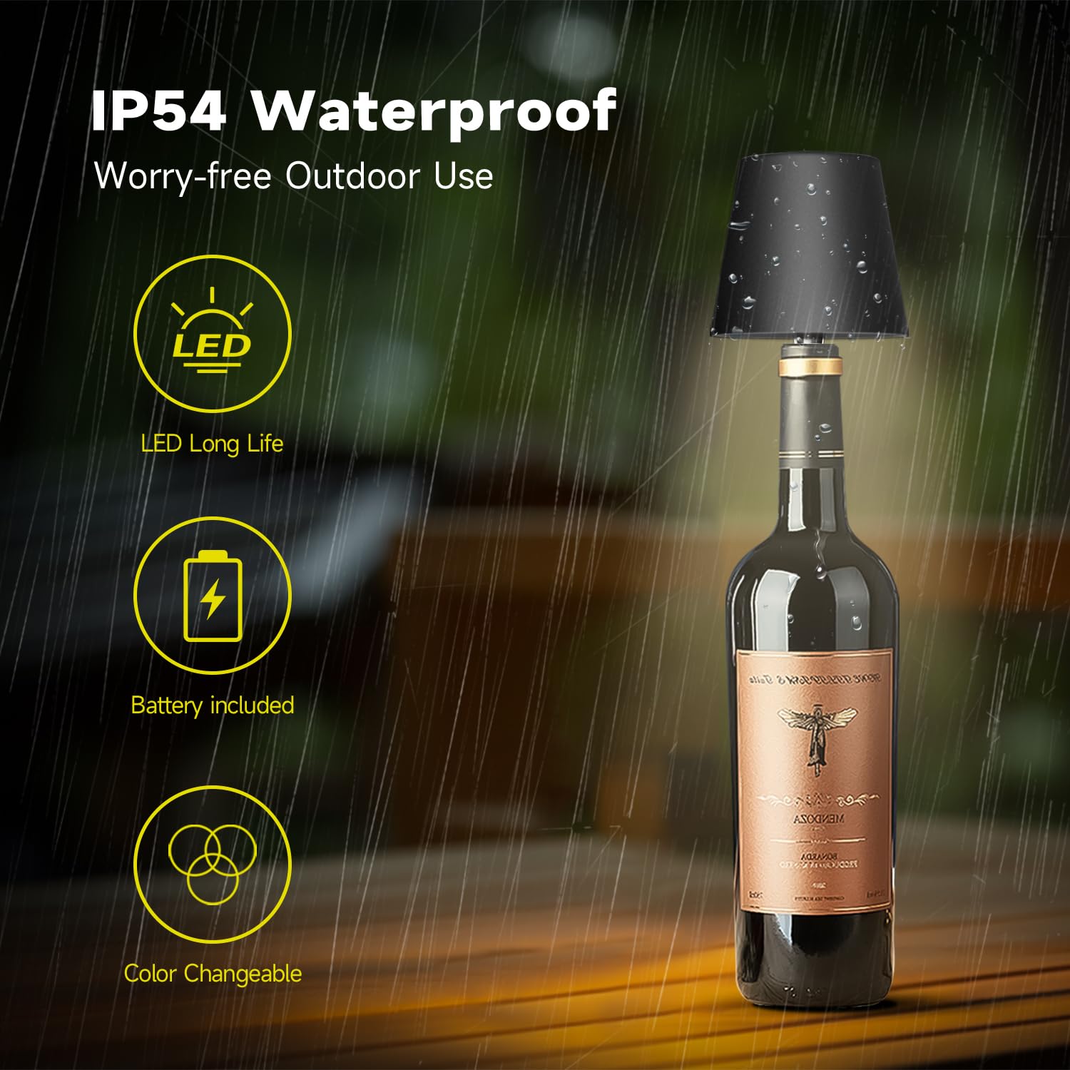 Hoide bottle lamp USB-C charging cable connected for quick recharge