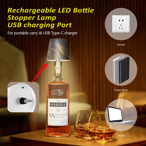 Hoide Bottle Lamp charging via USB-C for cordless setup