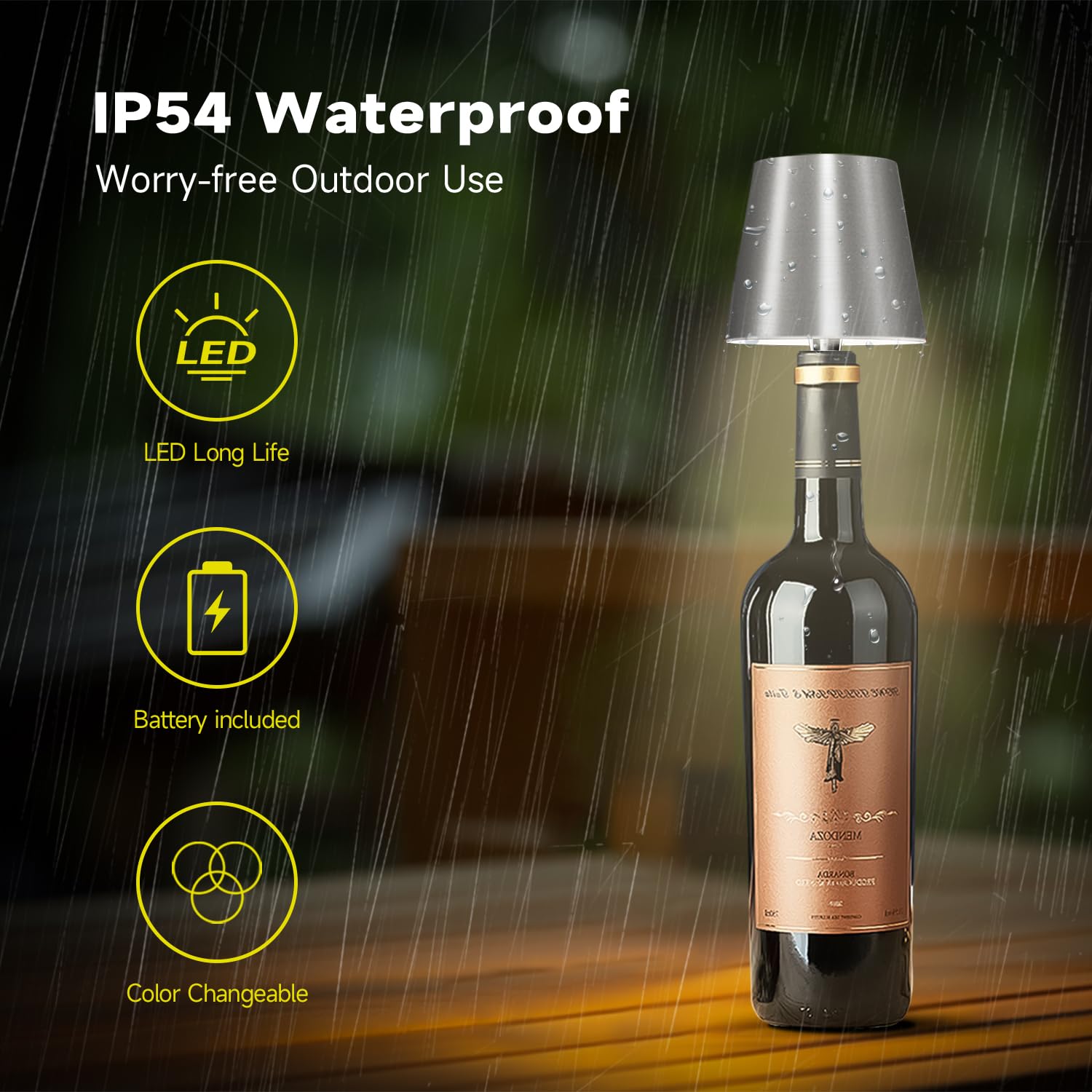 Hoide bottle lamp USB-C rechargeable design keeps lighting portable.