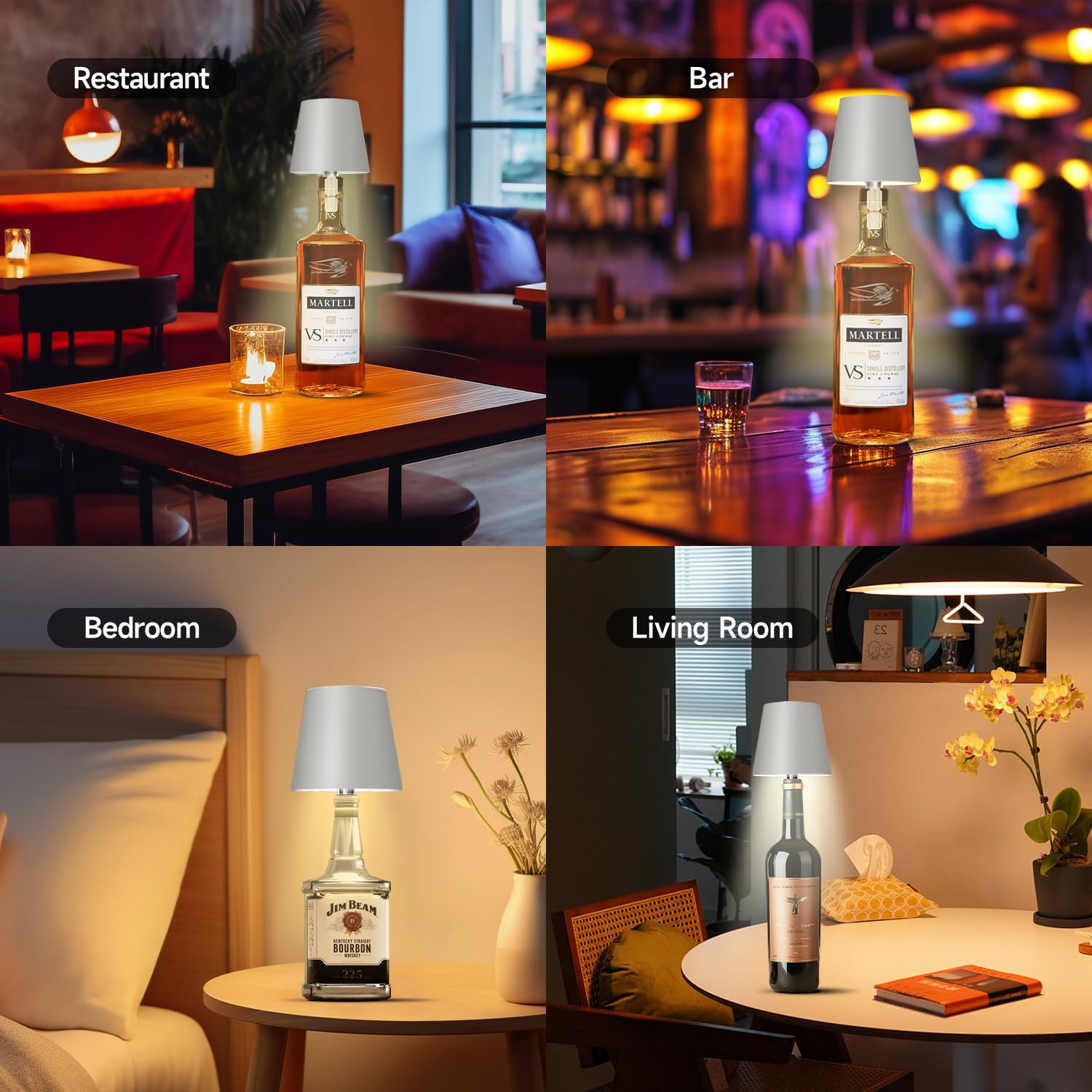 Hoide bottle lamp with weight tips helps stabilize on the bottle.