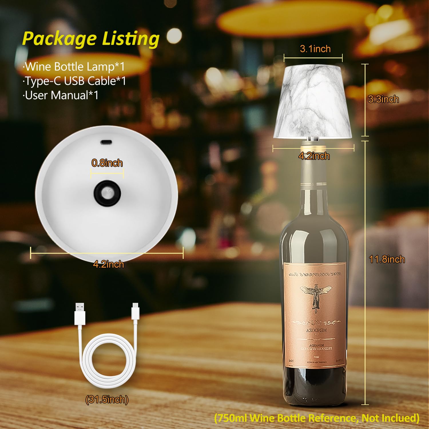 Hoide gift-ready bottle lamp decor for wine lovers