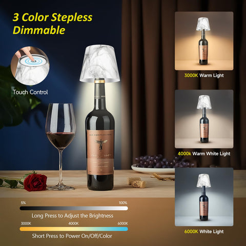 Hoide LED bottle light showing three color temperatures