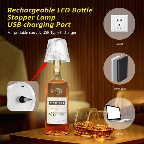 Hoide rechargeable bottle lamp connected via USB-C