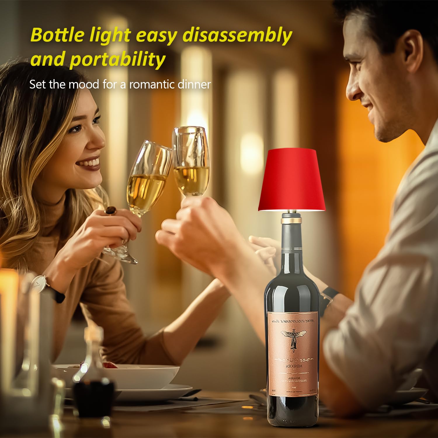 Hoide wireless bottle lamp IP54 aluminum body withstands weather and indoor use.
