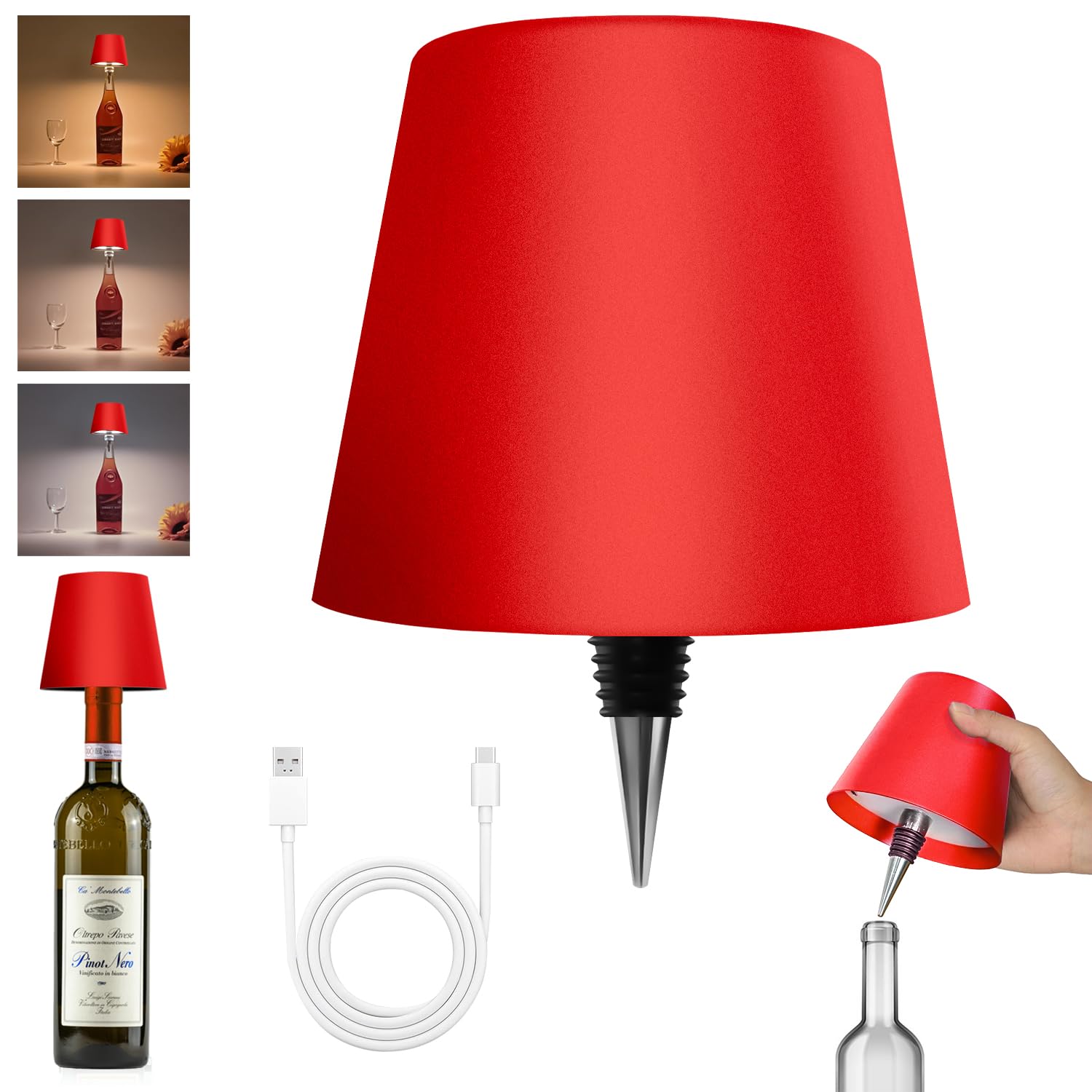 Hoide wireless bottle lamp unboxing shows versatile bottle compatibility for ambient lighting.