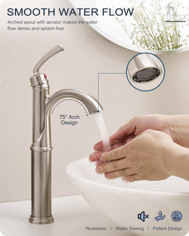HOIGY brass vessel faucet 1 hole tall design fits above-counter sinks