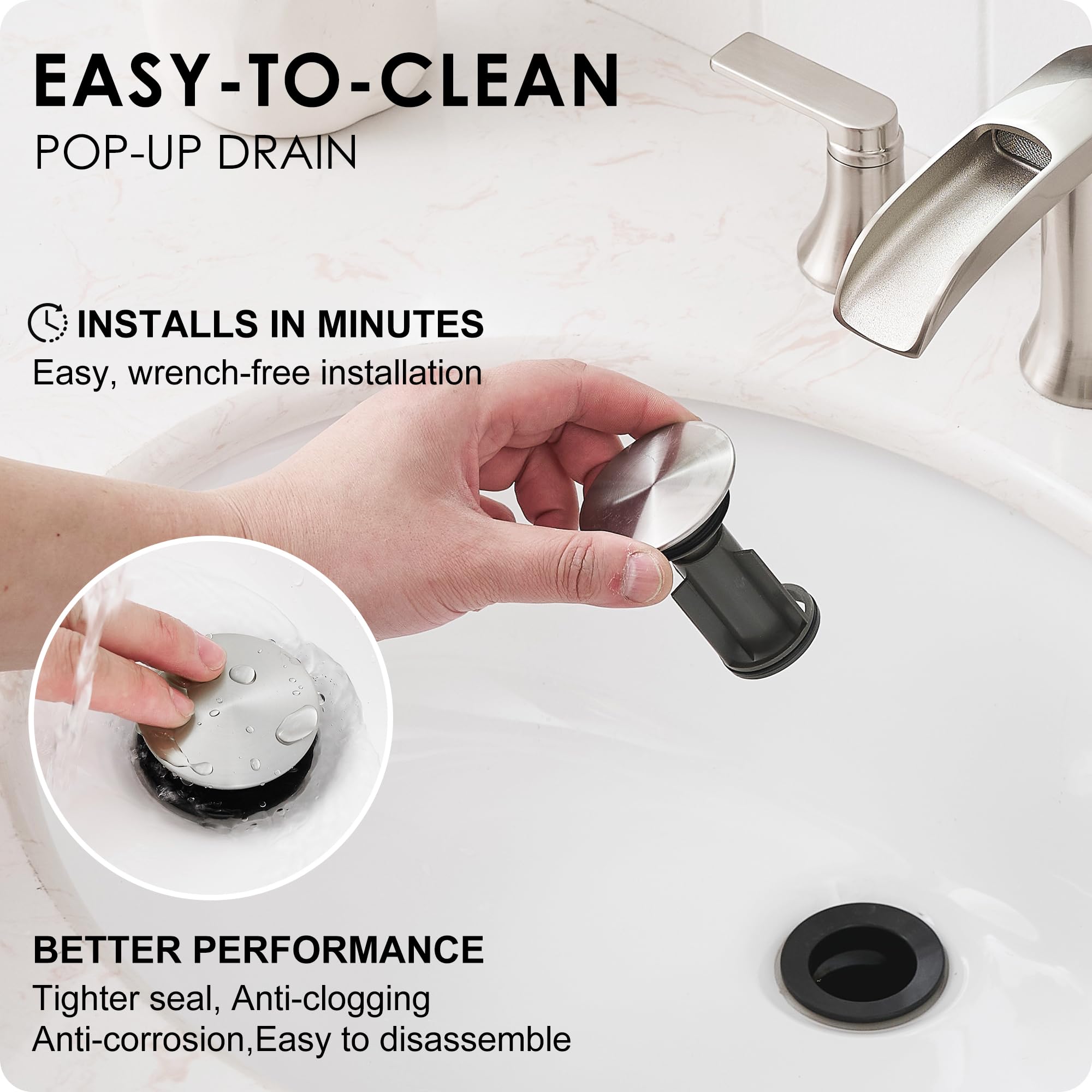 HOIGY 3-hole widespread design fits 4-16 inch basins