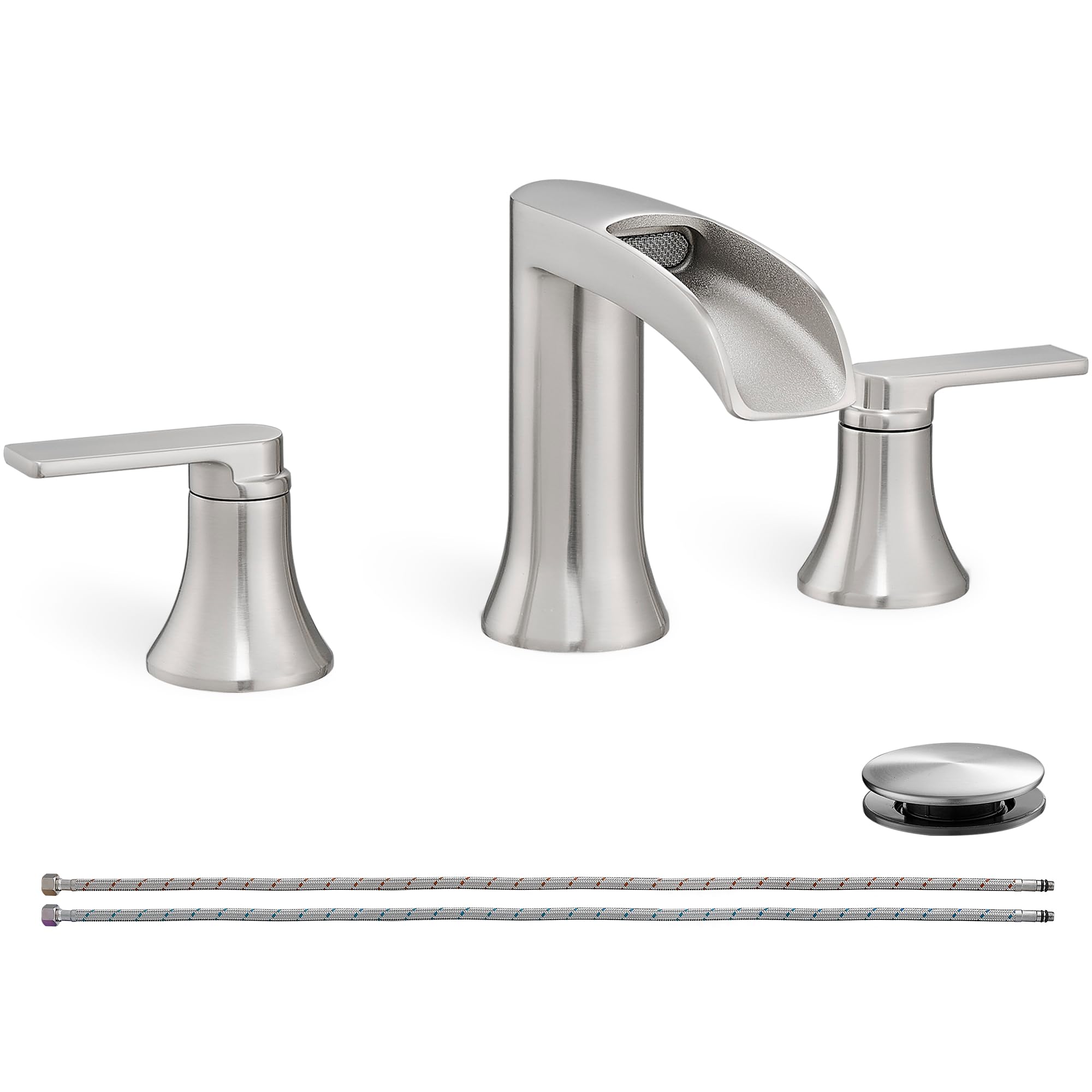 HOIGY brushed nickel faucet front view for a sleek vanity
