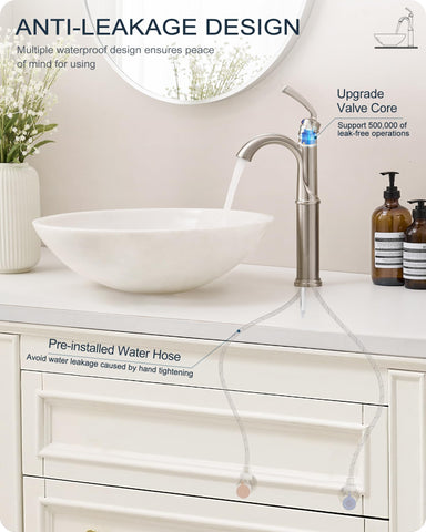HOIGY brushed nickel vessel faucet finish resists tarnish