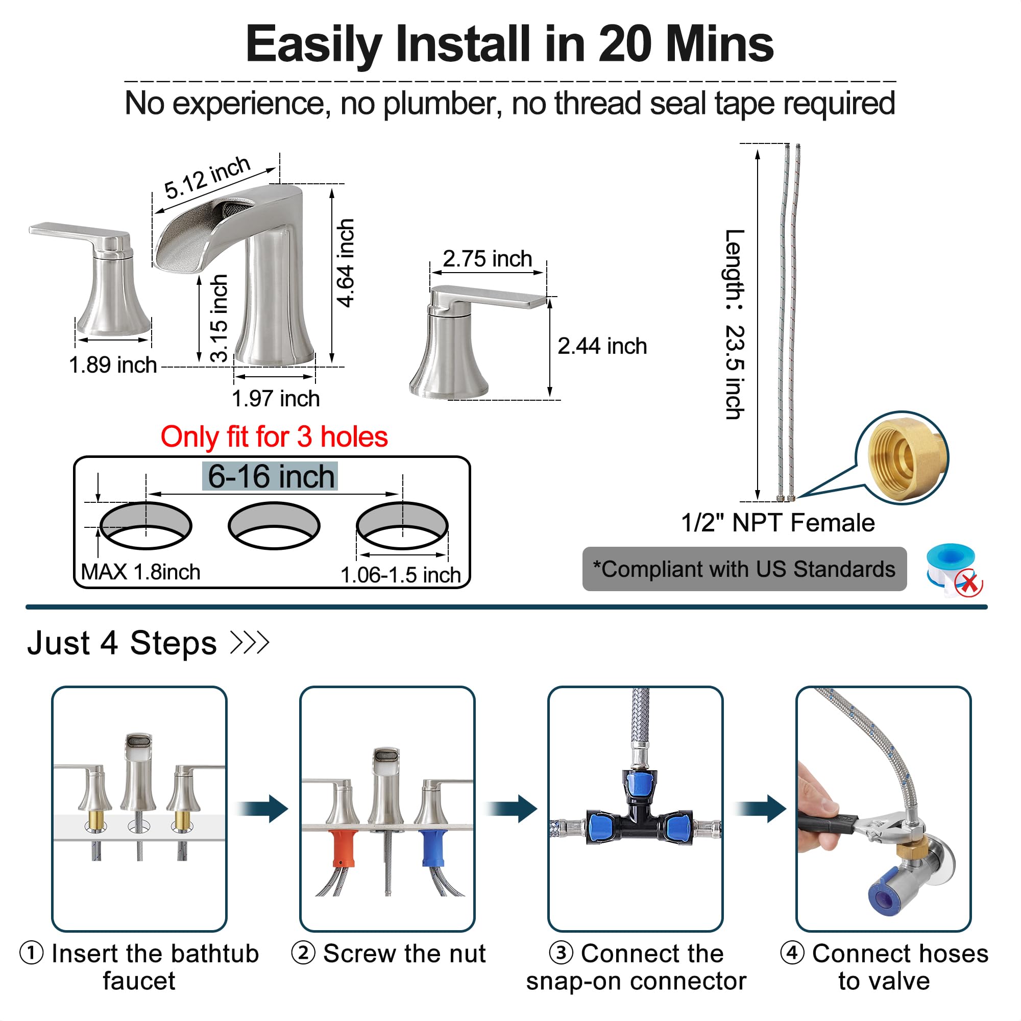 HOIGY high flow design delivers ample water at 60 psi.