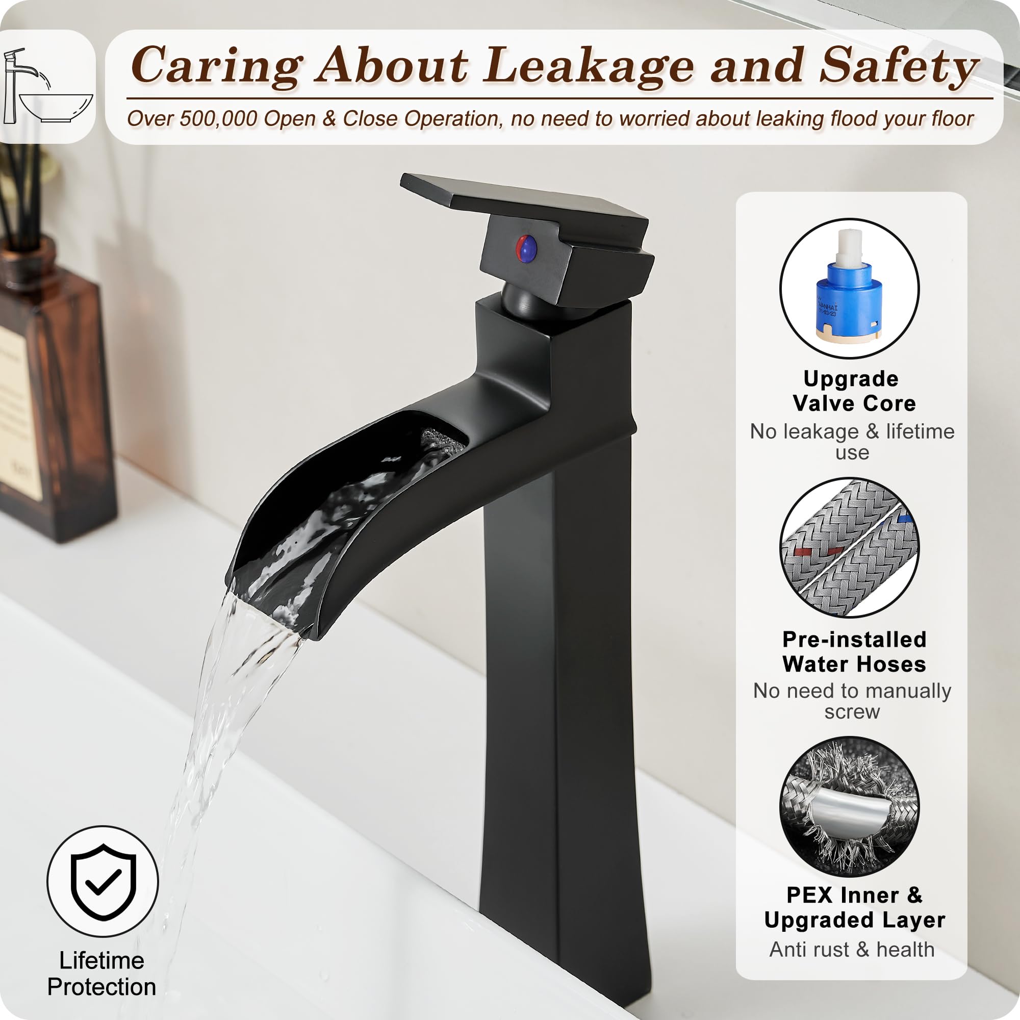 HOIGY deck-mount design fits most vessel sink setups