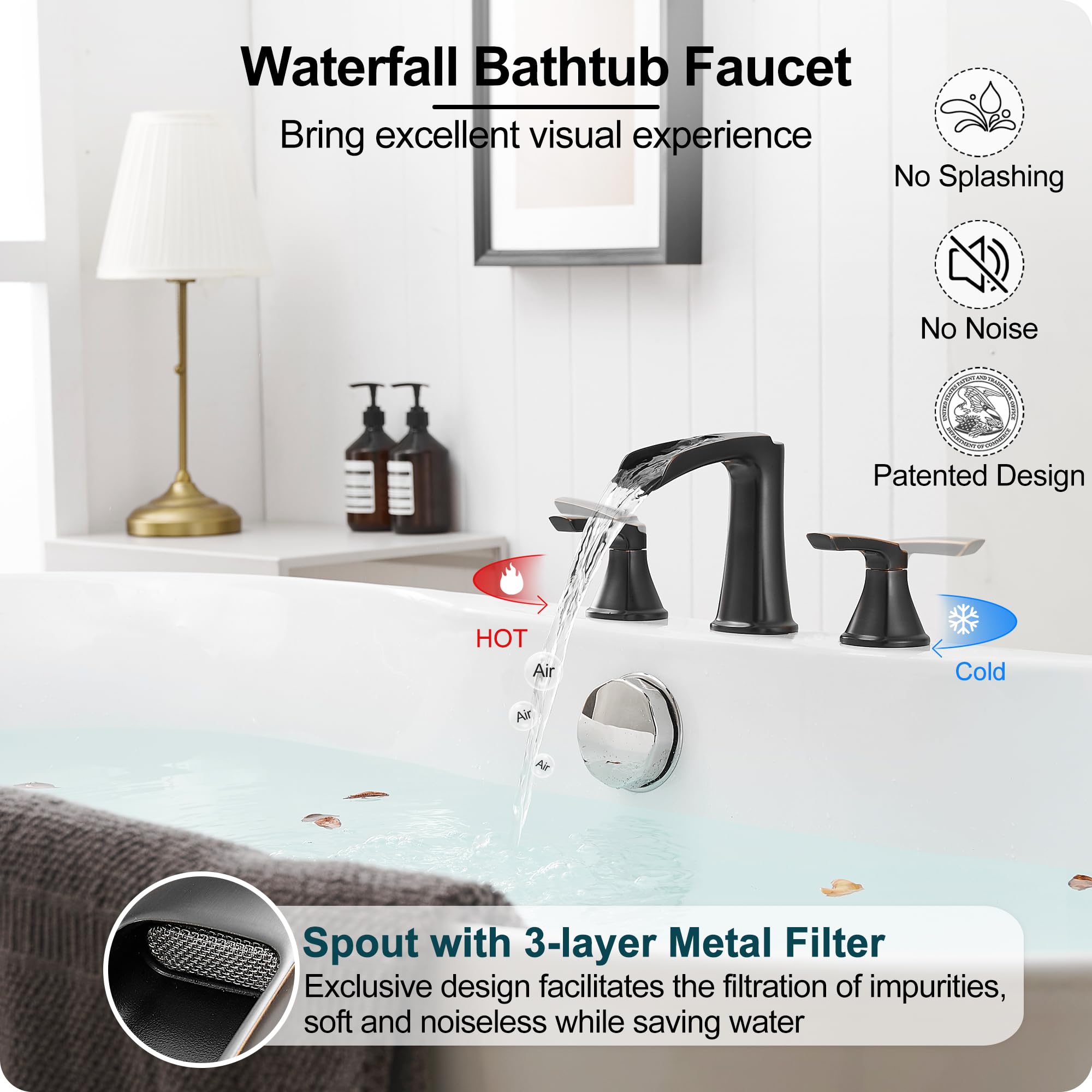 HOIGY deck-mount brass faucet highlights durable construction